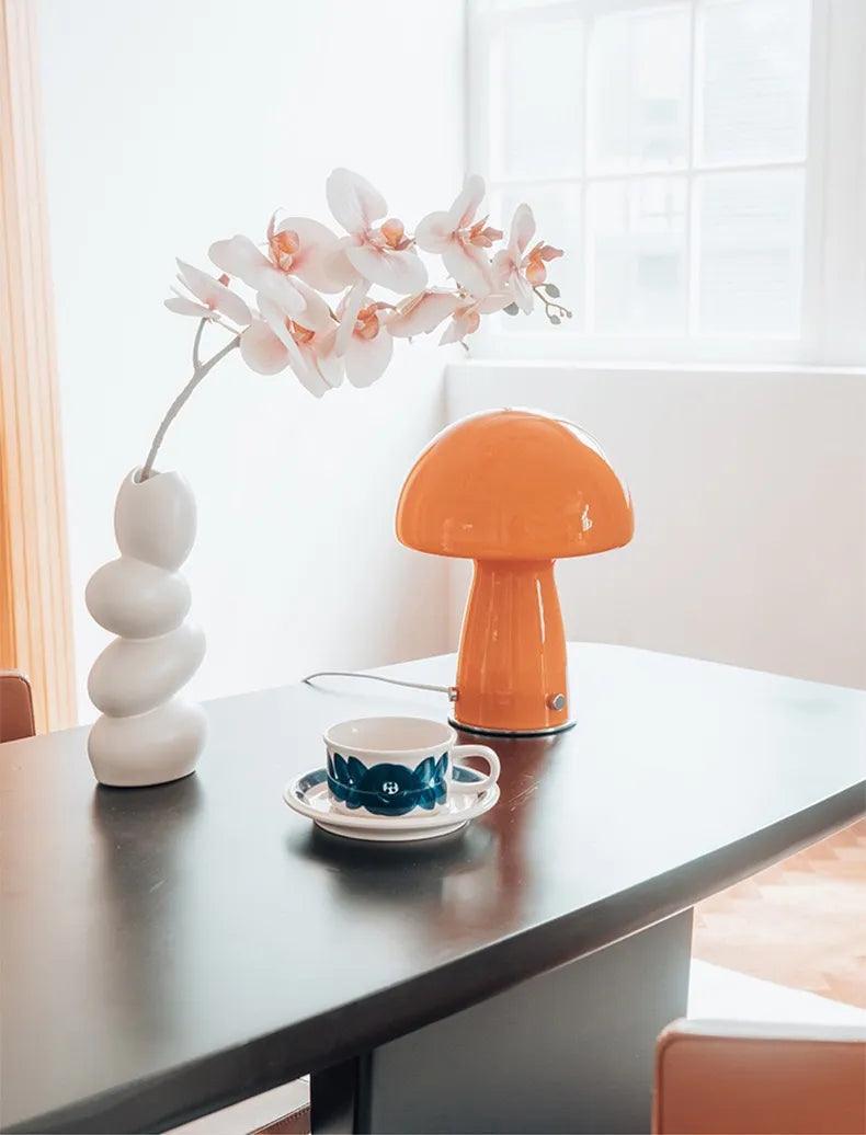 Vintage Style Orange Color Mushroom Lamp | Portable Size Table Lamp